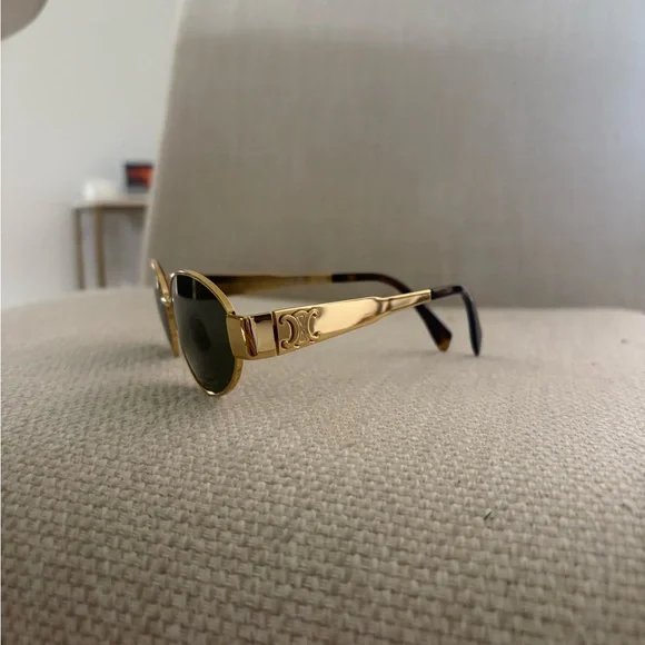 Celine Gold Oval Sunglasses Like New - Picture 5 of 16